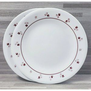 2-Corelle by Corning Burgundy Rose 6.75" Bread & Butter Dessert Plates